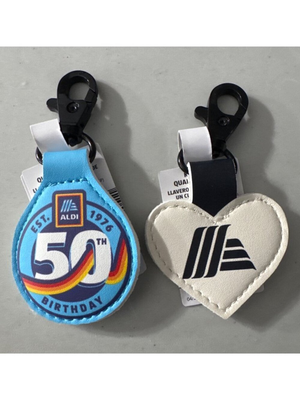 Set of 2 Aldi 50th Anniversary Quarter Holder Keychains